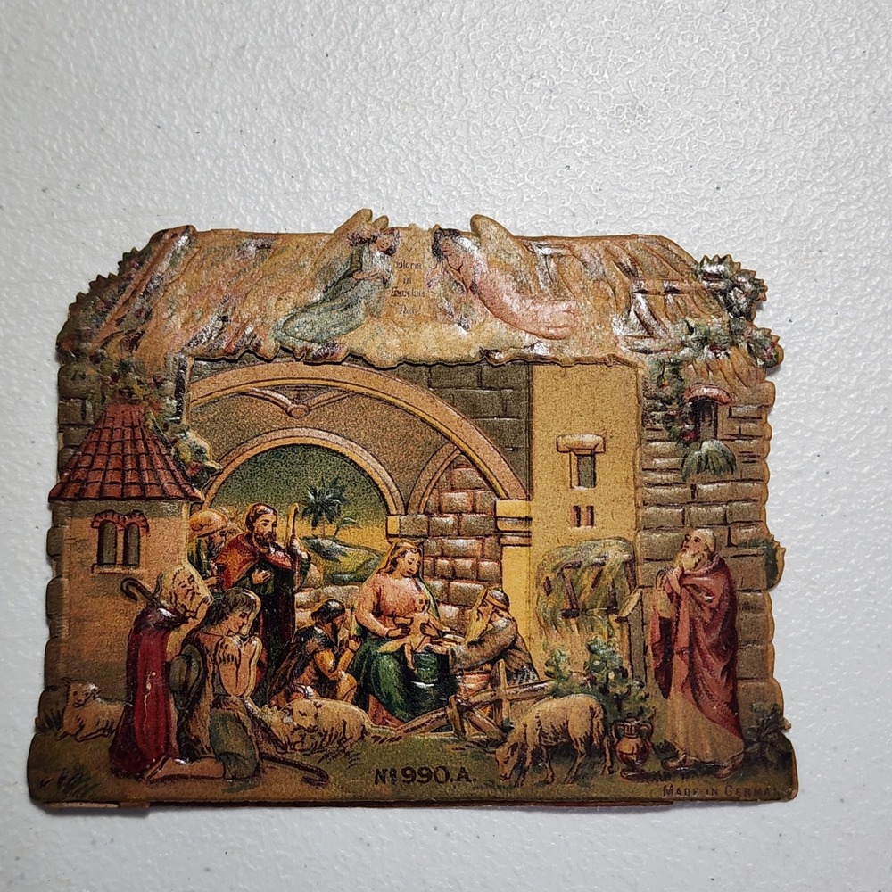 Antique German Die Cut Nativity Scene Pop Up Paper card No 990.A Germany